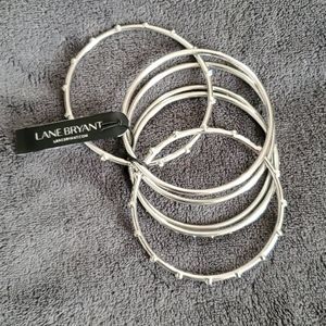 Silver bangles with rhinestones